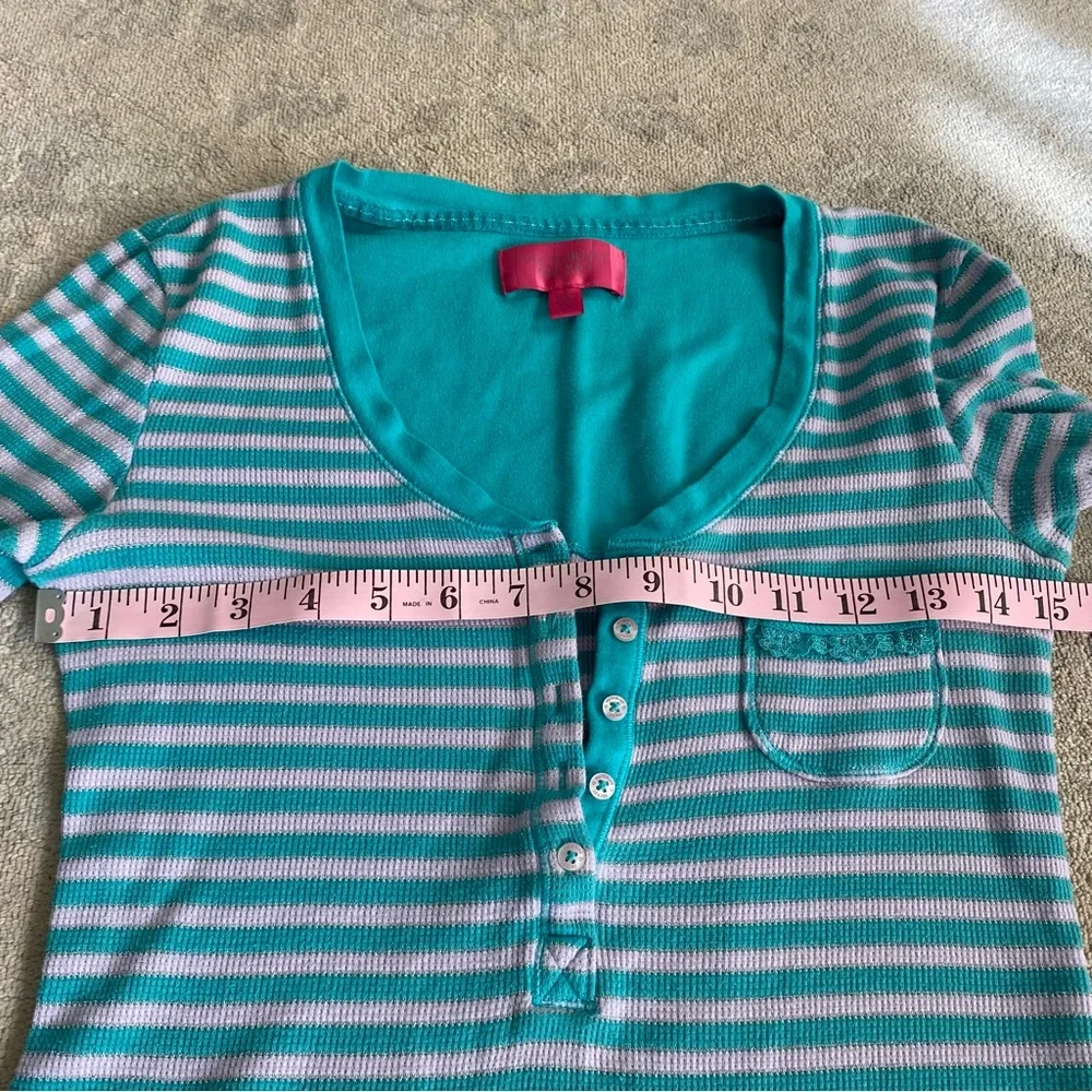 Victoria’s Secret Thermal Pajama Set Pants Henley Top Striped Metallic Small - Picture 7 of 15